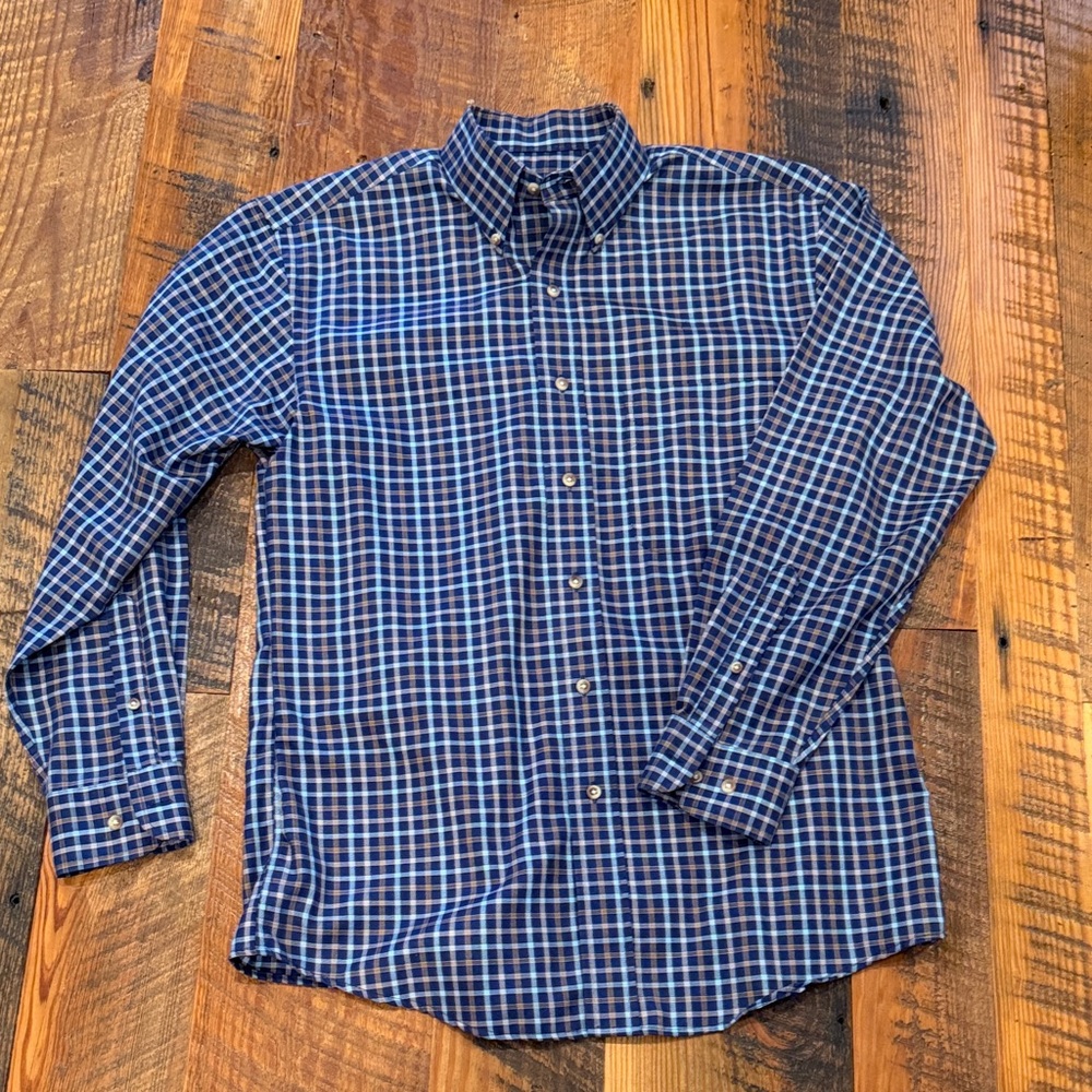 Jos. A. Bank Navy and White Plaid Men's Shirt